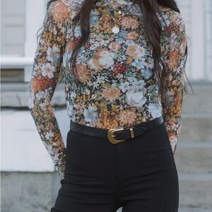 Floral Long Sleeve Top mesh medium